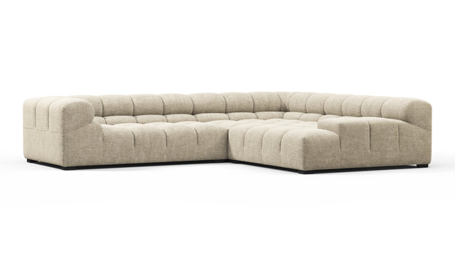 Tufted - Tufted Sectional, Right Corner, Beige Gray Chenille