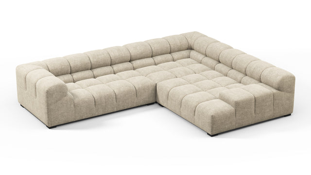 Tufted - Tufted Sectional, Right Corner, Beige Gray Chenille