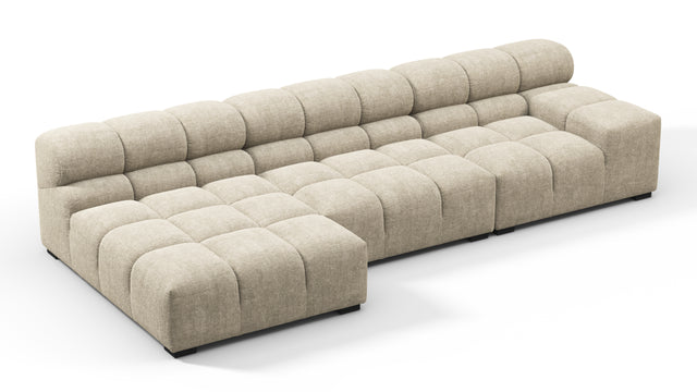 Tufted - Tufted Sectional, Small, Left Chaise, Beige Gray Chenille