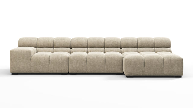 Tufted - Tufted Sectional, Small, Right Chaise, Beige Gray Chenille