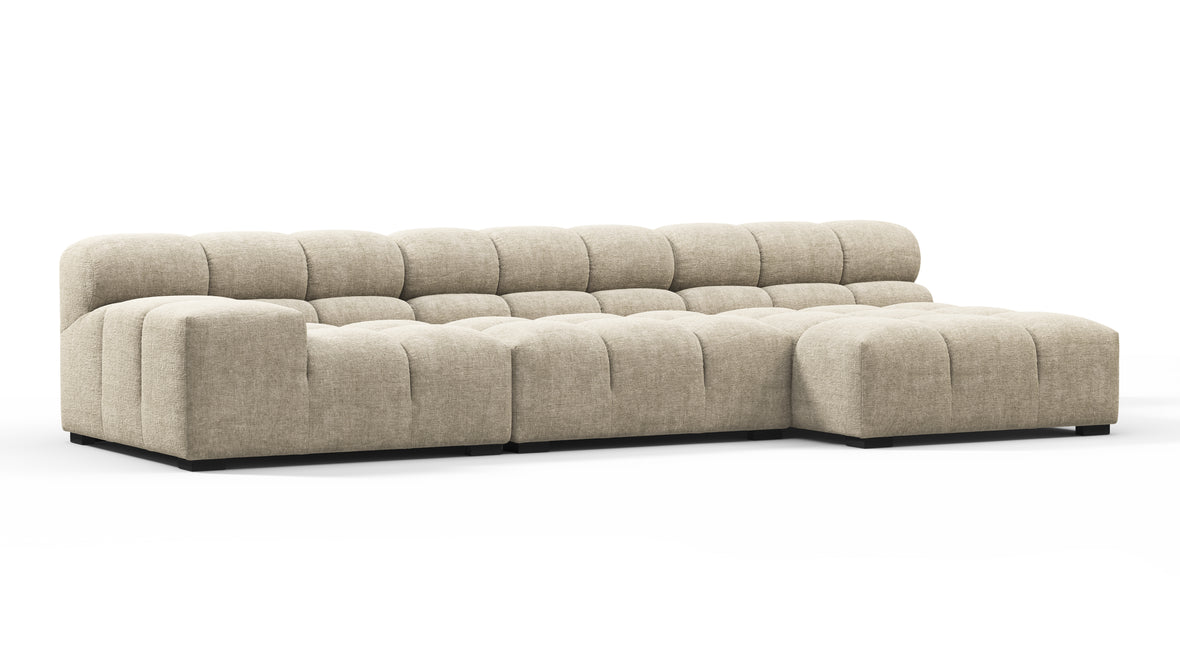 Tufted - Tufted Sectional, Small, Right Chaise, Beige Gray Chenille