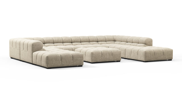 Tufted - Tufted Sectional, U Shape, Beige Gray Chenille