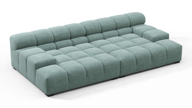 Tufted - Tufted Sectional, Extra Deep Sofa, Cerulean Chenille