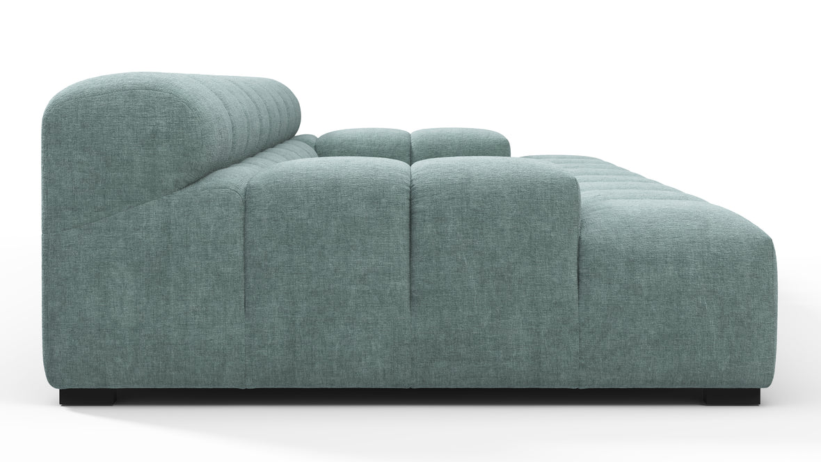 Tufted - Tufted Sectional, Extra Deep Sofa, Cerulean Chenille