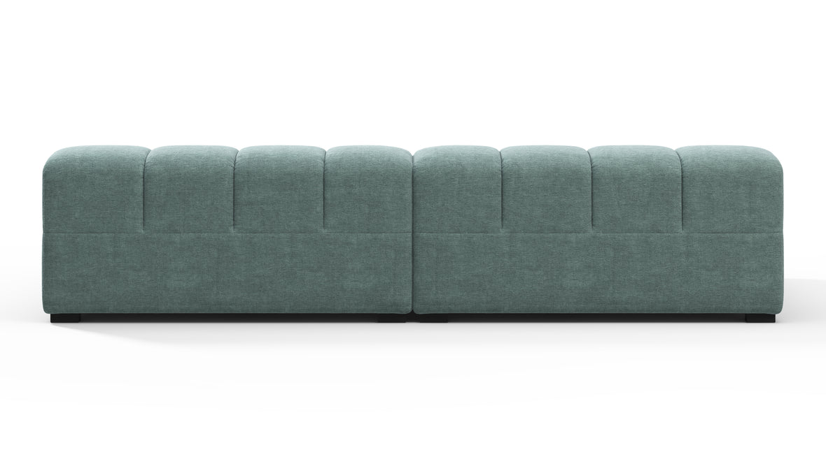 Tufted - Tufted Sectional, Extra Deep Sofa, Cerulean Chenille