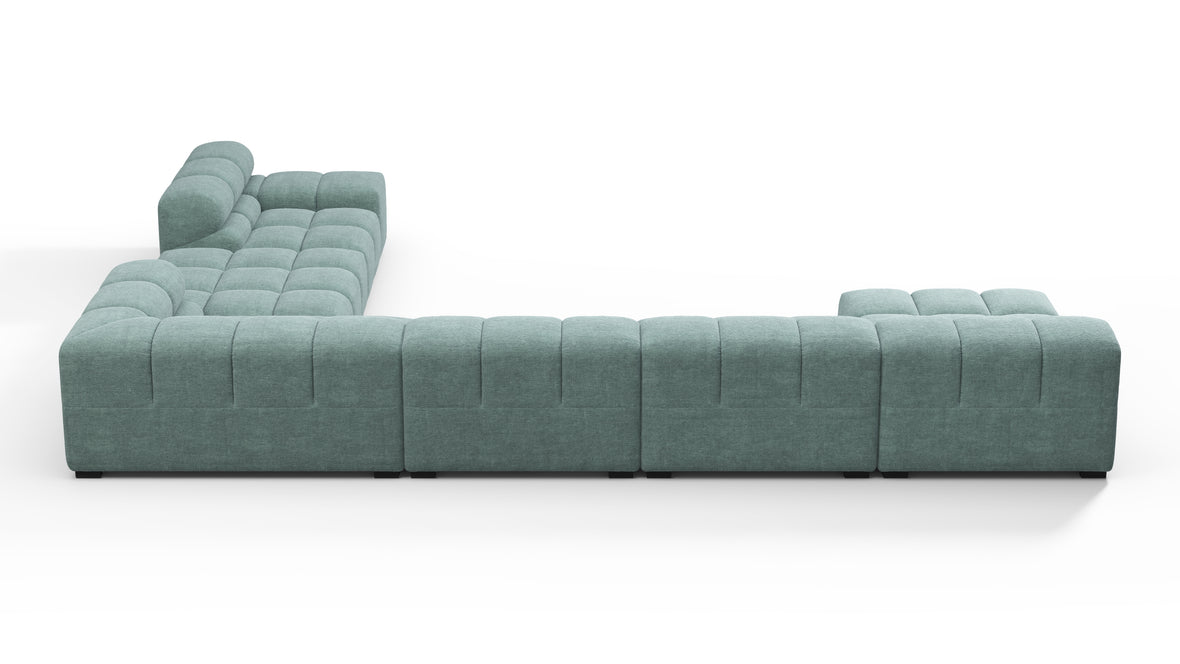 Tufted - Tufted Sectional, Extra Large Right Corner, Cerulean Chenille