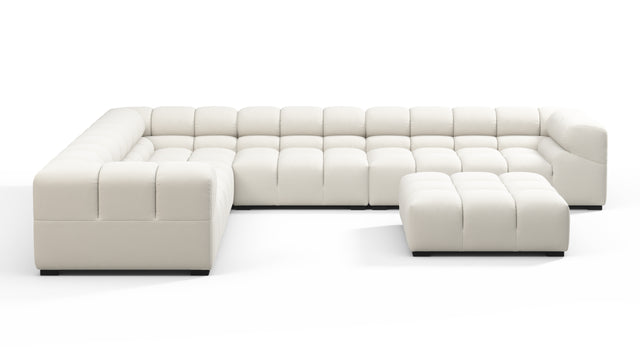 Tufted - Tufted Sectional, Large Left Corner, Oatmeal Brushed Weave