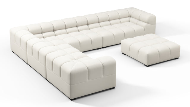 Tufted - Tufted Sectional, Large Left Corner, Oatmeal Brushed Weave