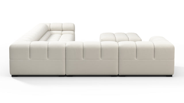 Tufted - Tufted Sectional, Large Left Corner, Oatmeal Brushed Weave