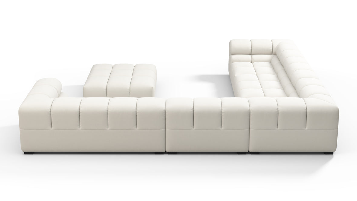 Tufted - Tufted Sectional, Large Left Corner, Oatmeal Brushed Weave