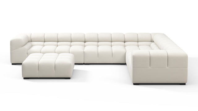 Tufted - Tufted Sectional, Large Right Corner, Oatmeal Brushed Weave