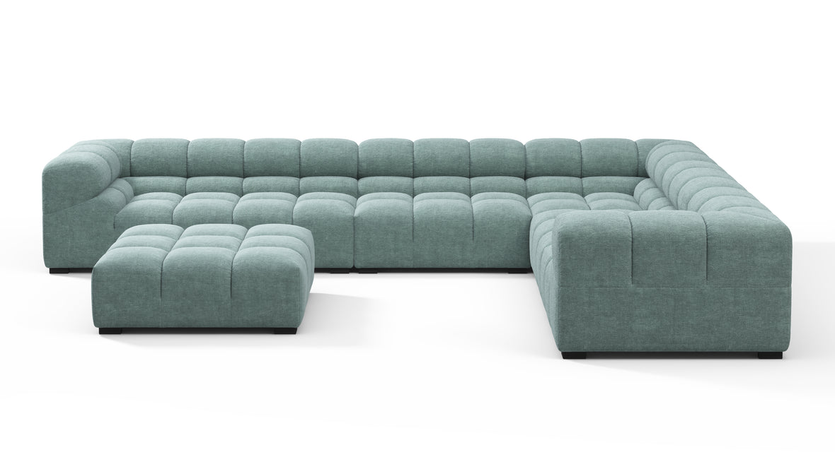 Tufted - Tufted Sectional, Large Right Corner, Cerulean Chenille