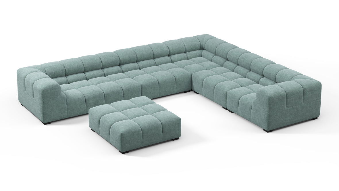 Tufted - Tufted Sectional, Large Right Corner, Cerulean Chenille