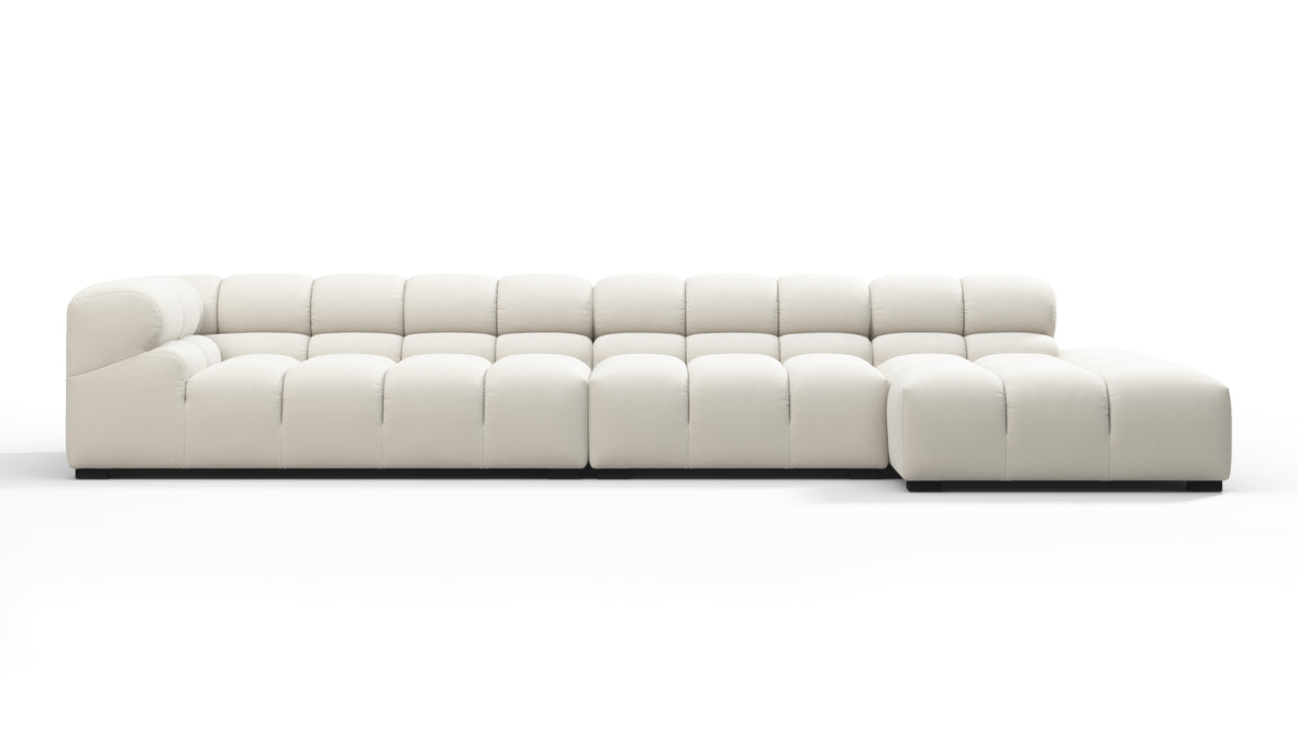 Tufted - Tufted Sectional, Large, Right Chaise, Oatmeal Brushed Weave