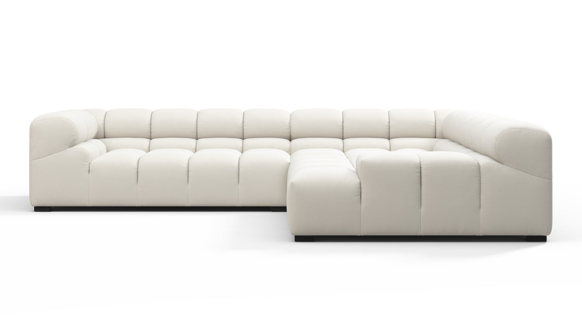 Tufted - Tufted Sectional, Right Corner, Oatmeal Brushed Weave