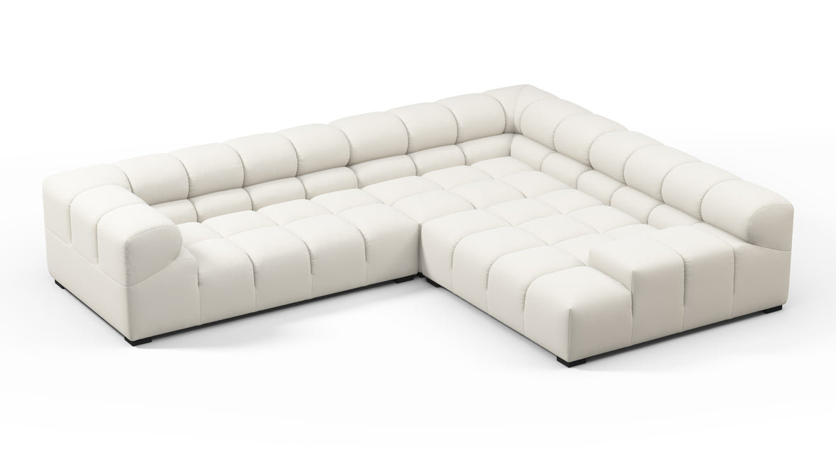 Tufted - Tufted Sectional, Right Corner, Oatmeal Brushed Weave