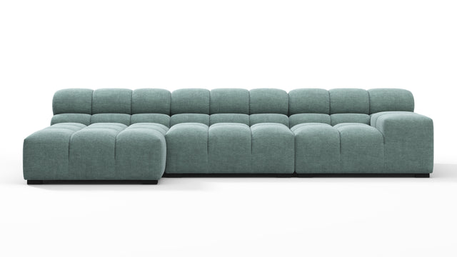 Tufted - Tufted Sectional, Small, Left Chaise, Cerulean Chenille