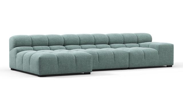 Tufted - Tufted Sectional, Small, Left Chaise, Cerulean Chenille