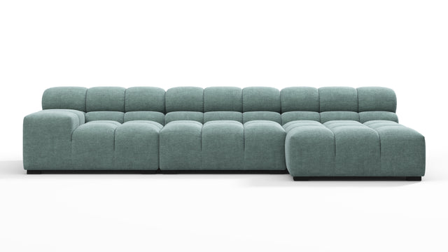 Tufted - Tufted Sectional, Small, Right Chaise, Cerulean Chenille
