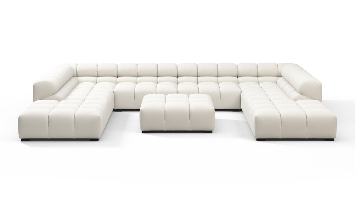 Tufted - Tufted Sectional, U Shape, Oatmeal Brushed Weave