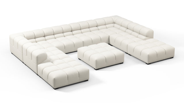 Tufted - Tufted Sectional, U Shape, Oatmeal Brushed Weave