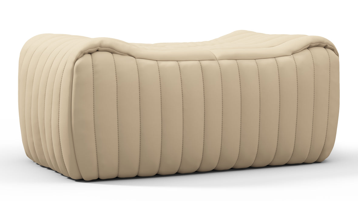 Sandra - Sandra Ottoman, Alabaster Vegan Leather