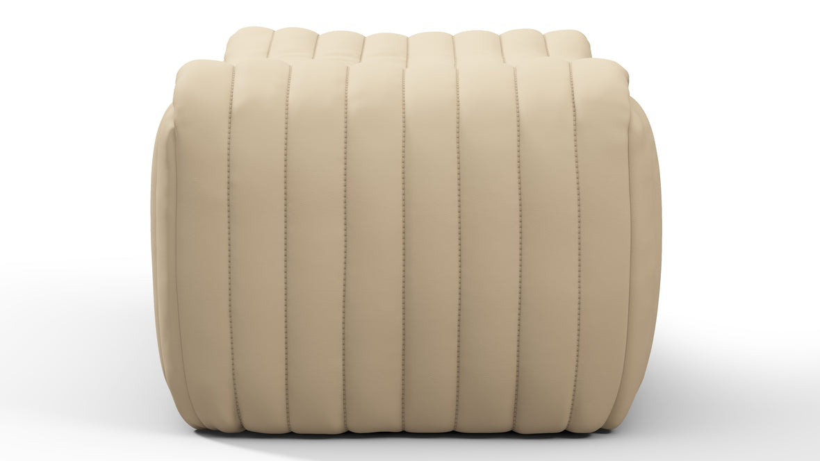 Sandra - Sandra Ottoman, Alabaster Vegan Leather