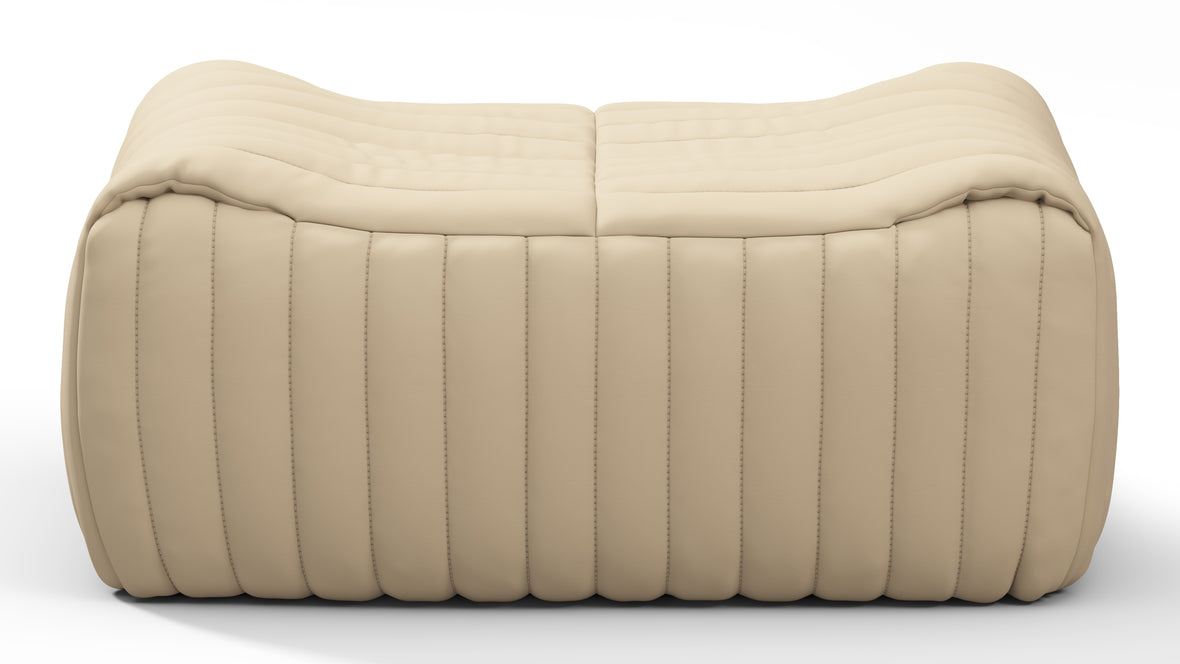 Sandra - Sandra Ottoman, Alabaster Vegan Leather