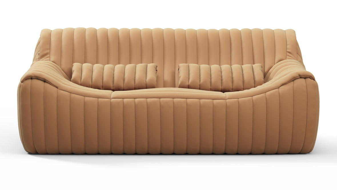 Sandra - Sandra Two Seater Sofa, Camel Premium Leather