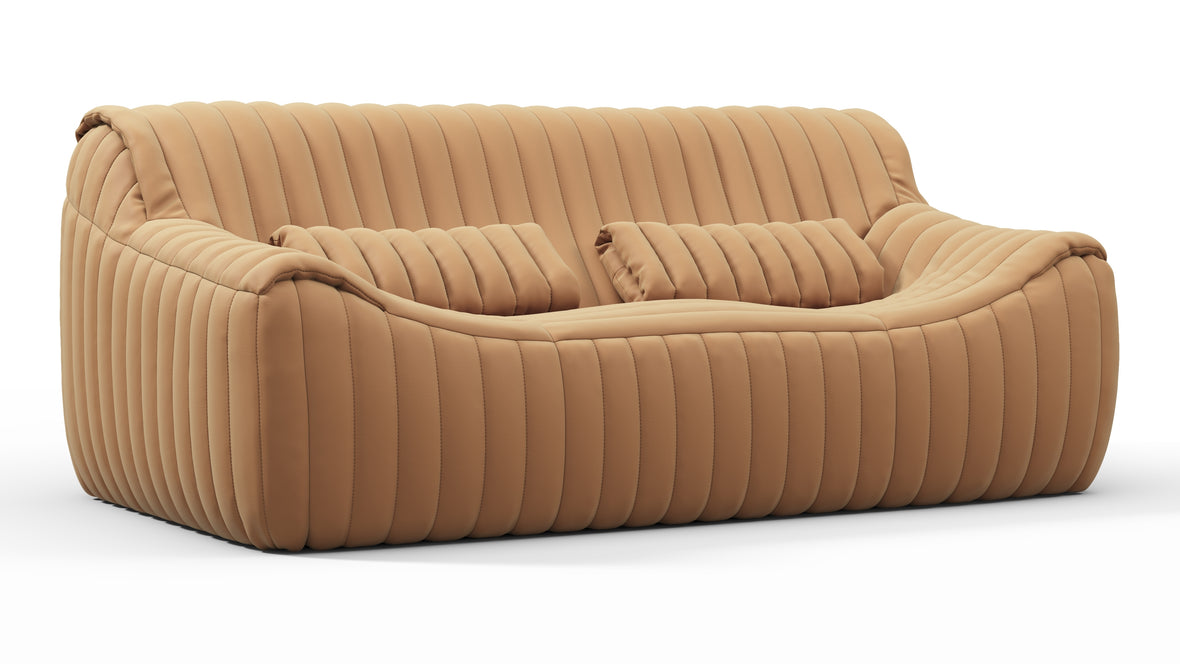 Sandra - Sandra Two Seater Sofa, Camel Premium Leather