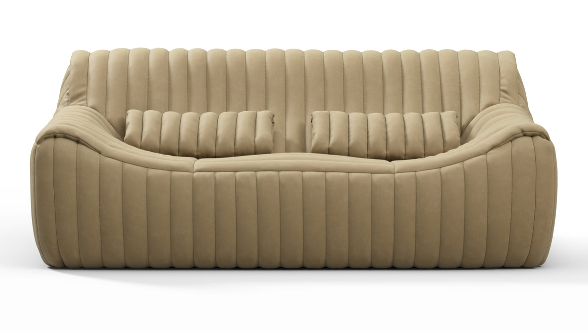 Sandra - Sandra Two Seater Sofa, Beige Vegan Leather