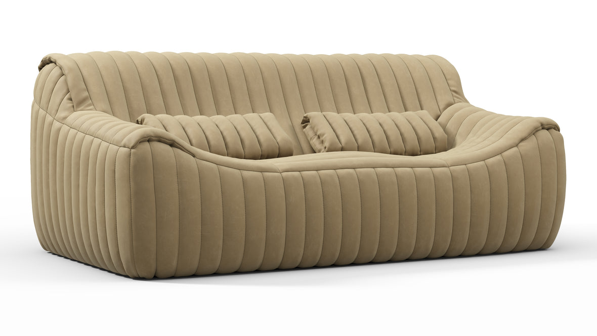 Sandra - Sandra Two Seater Sofa, Beige Vegan Leather