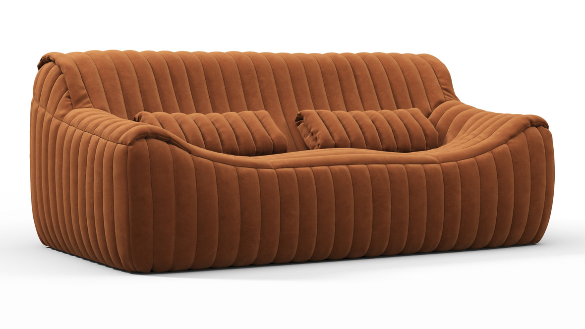 Sandra - Sandra Two Seater Sofa, Burnt Orange Vegan Suede