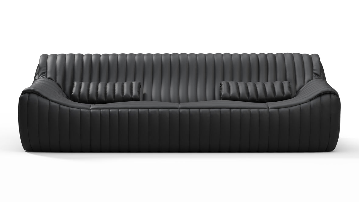 Sandra - Sandra Three Seater Sofa, Black Vegan Leather