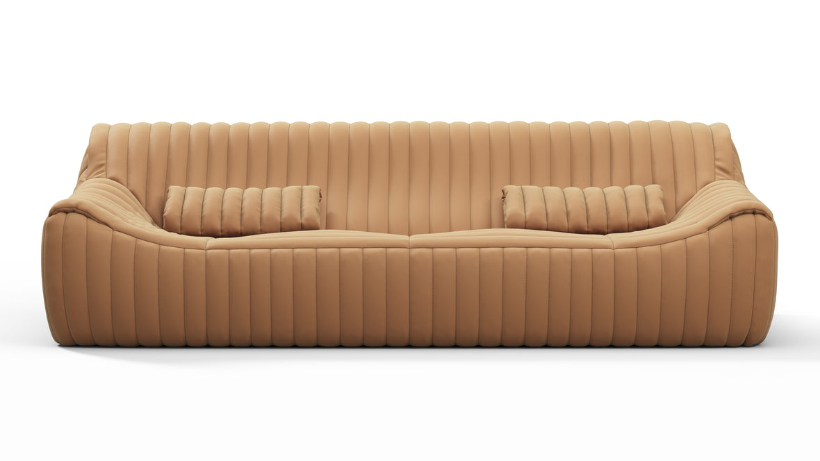 Sandra - Sandra Three Seater Sofa, Camel Premium Leather