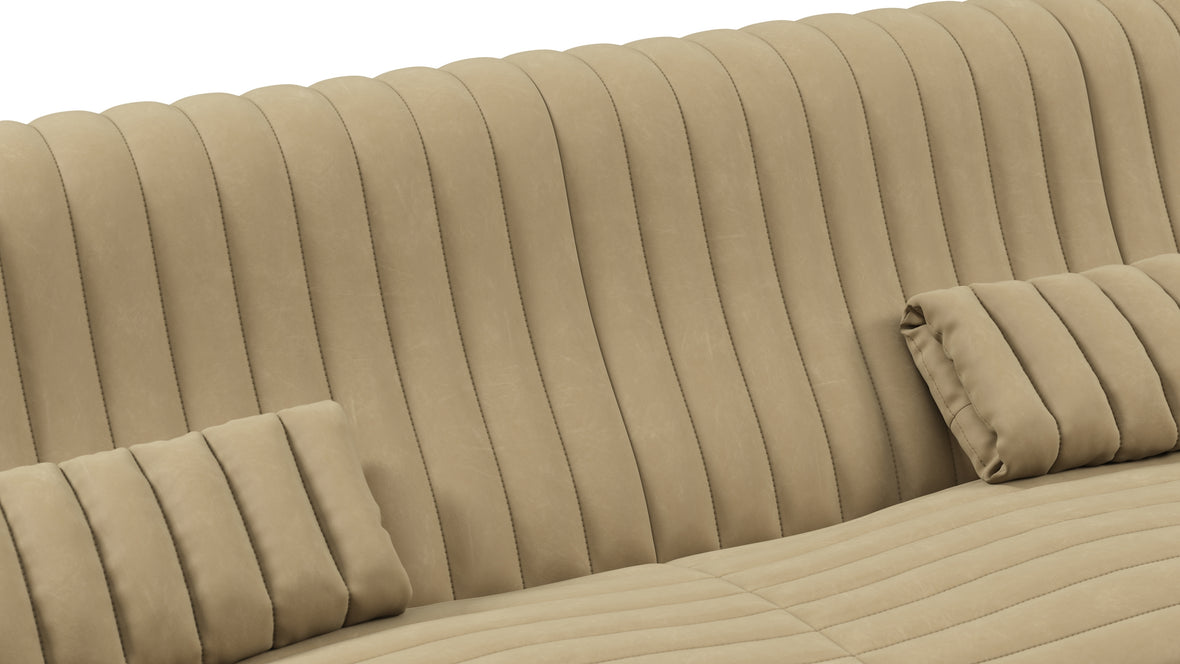 Sandra - Sandra Three Seater Sofa, Beige Vegan Leather