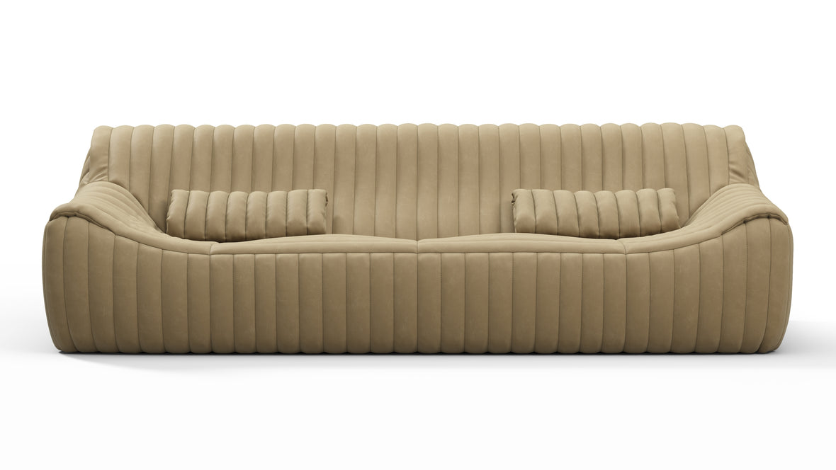 Sandra - Sandra Three Seater Sofa, Beige Vegan Leather