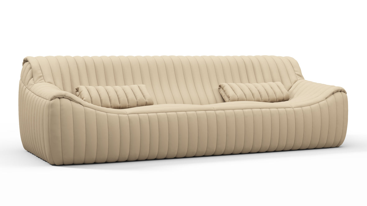 Sandra - Sandra Three Seater Sofa, Alabaster Vegan Leather