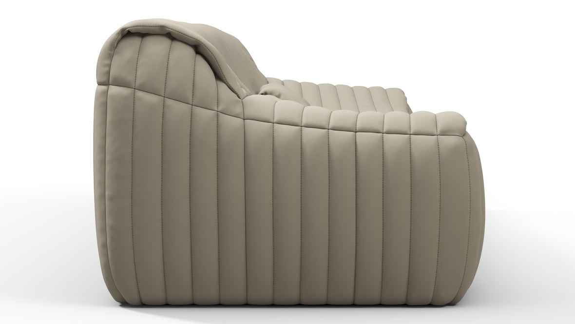 Sandra - Sandra Three Seater Sofa, Beige Gray Vegan Leather