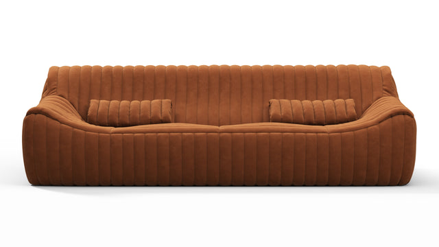 Sandra - Sandra Three Seater Sofa, Burnt Orange Vegan Suede