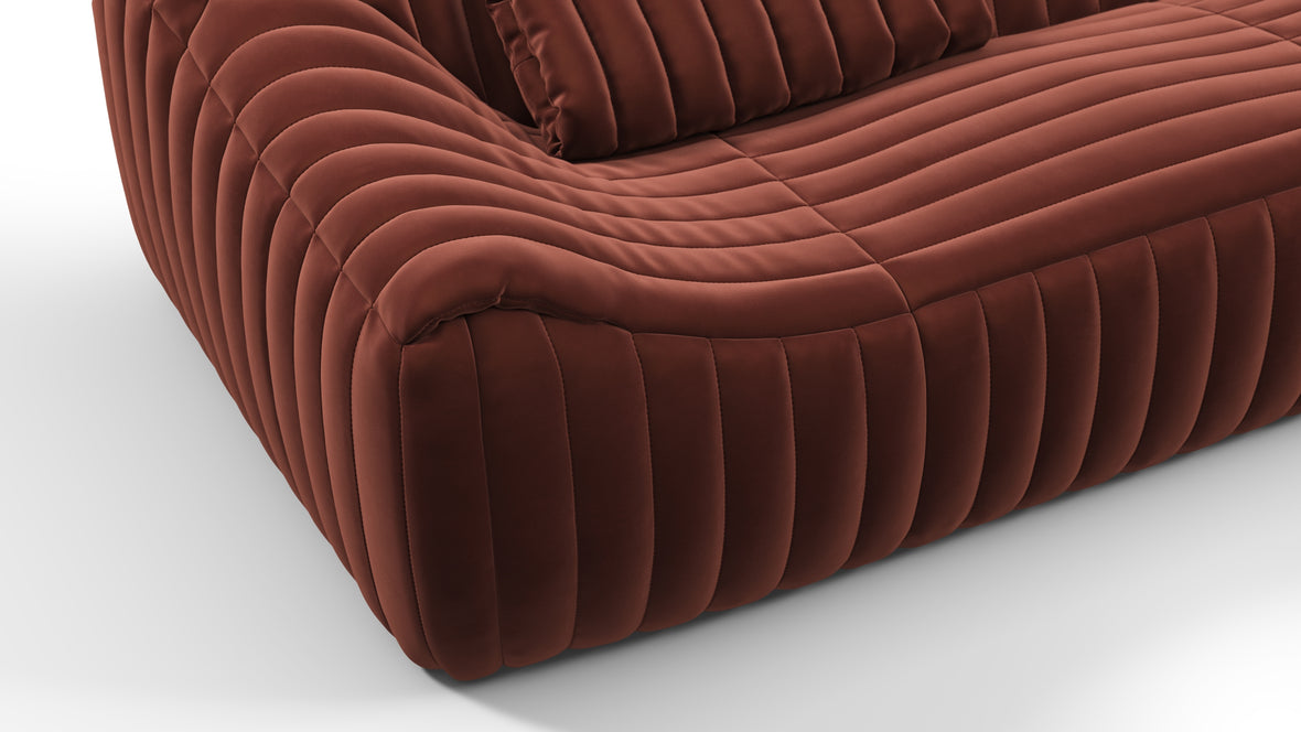 Sandra - Sandra Three Seater Sofa, Burgundy Velvet