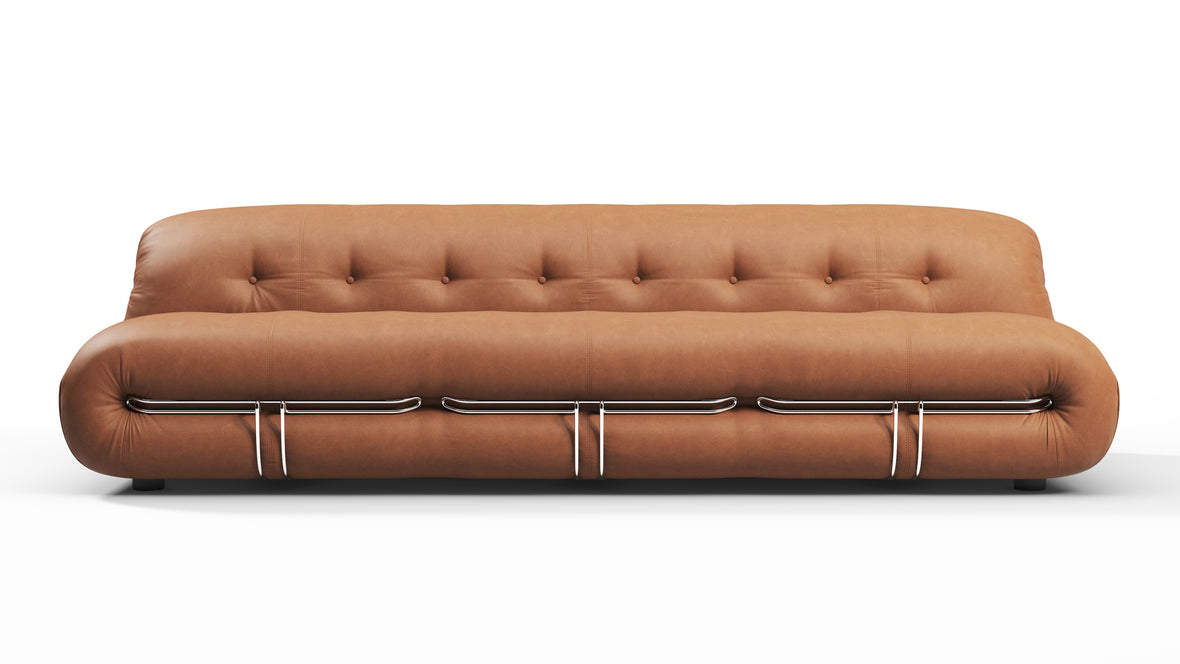 Soriana - Soriana Three Seater Sofa, Chestnut Vegan Leather