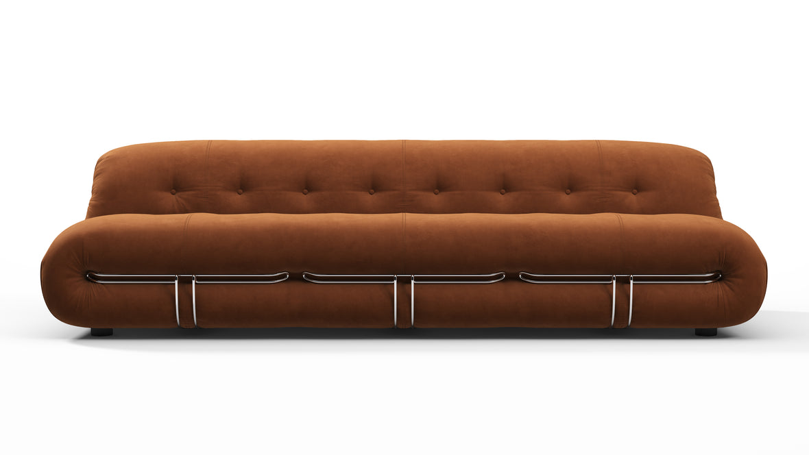 Soriana - Soriana Three Seater Sofa, Burnt Orange Vegan Suede