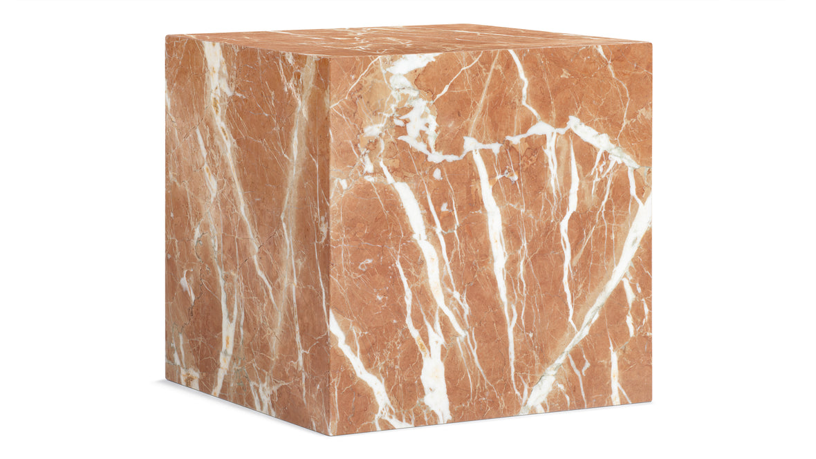 Plinth - Plinth Short Side Table, Rojo Alicante Marble