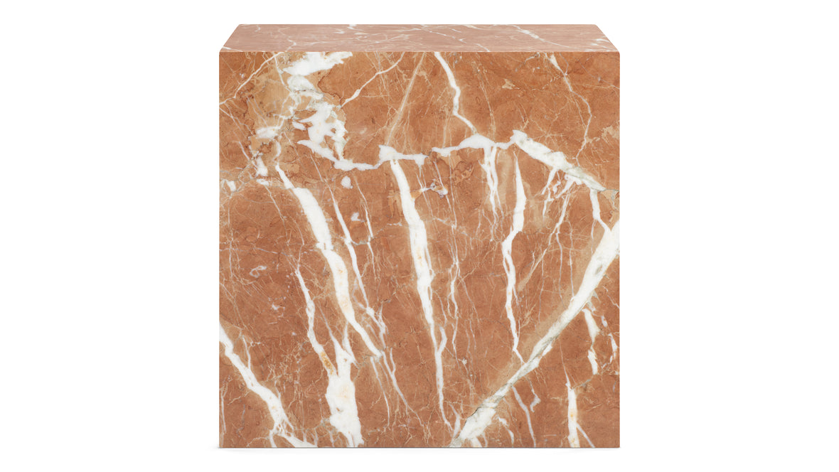 Plinth - Plinth Short Side Table, Rojo Alicante Marble