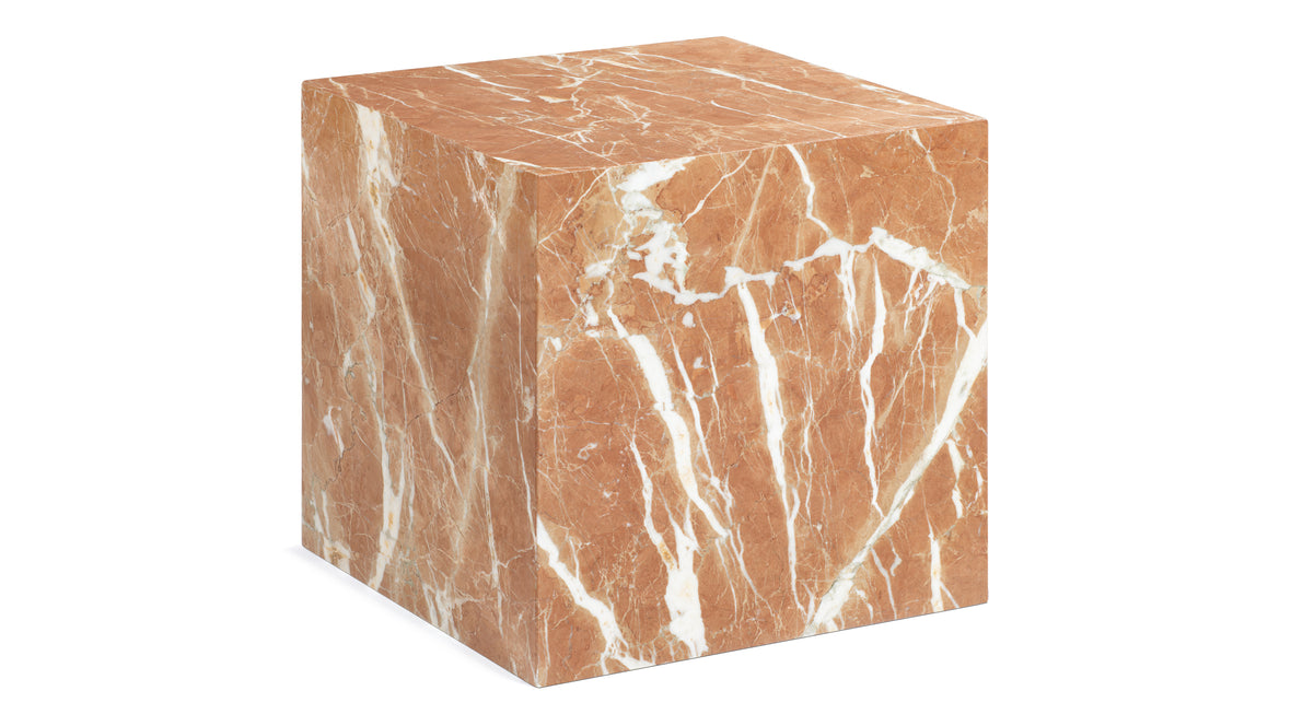 Plinth - Plinth Short Side Table, Rojo Alicante Marble