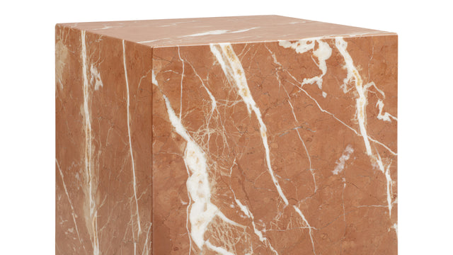 Plinth - Plinth Side Table, Rojo Alicante Marble