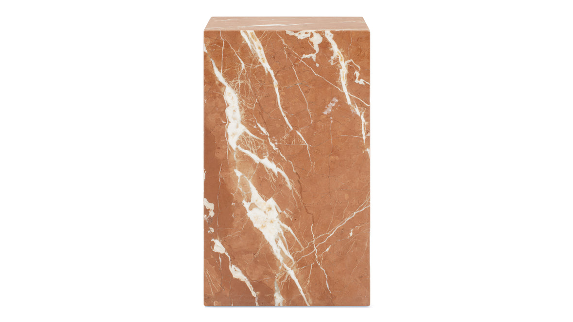 Plinth - Plinth Side Table, Rojo Alicante Marble