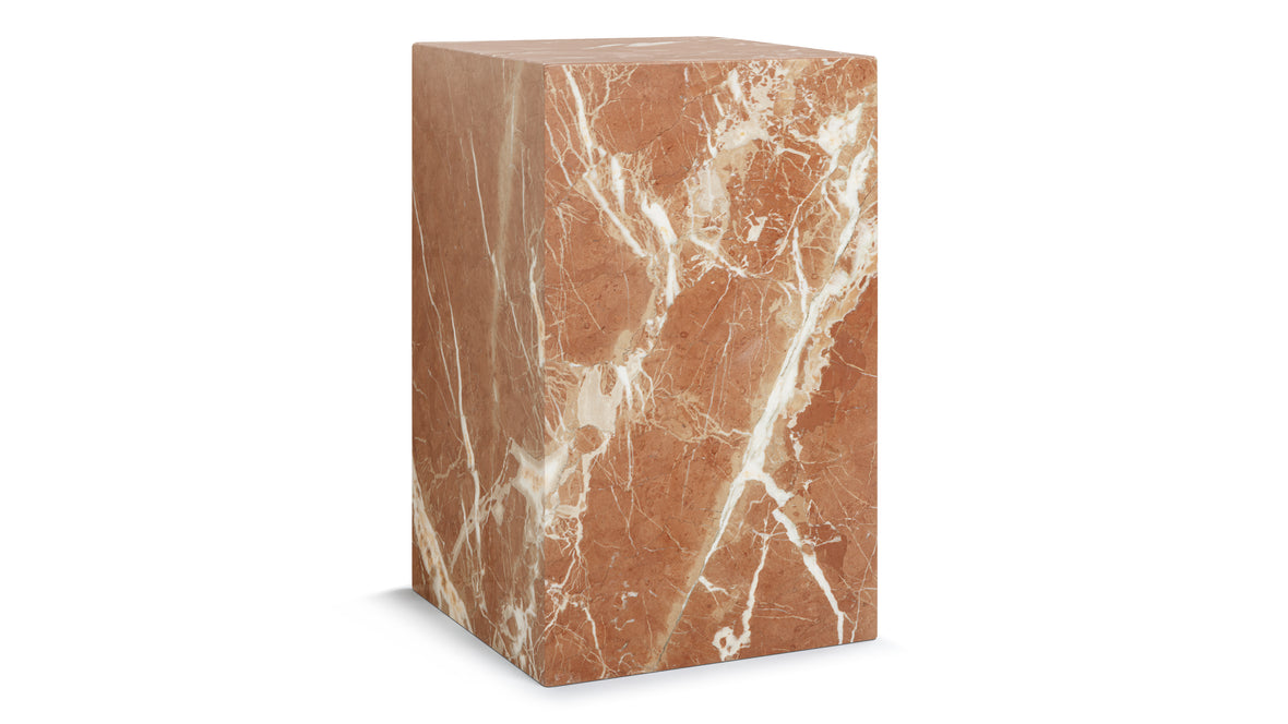 Plinth - Plinth Side Table, Rojo Alicante Marble