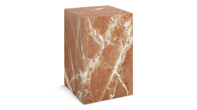 Plinth - Plinth Side Table, Rojo Alicante Marble